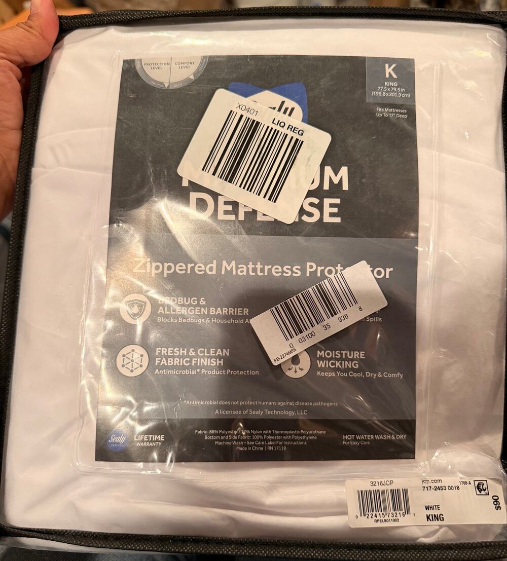 Sealy Maximum Defense King Zippered Mattress Protector Bed Bug Allergen Barrier
